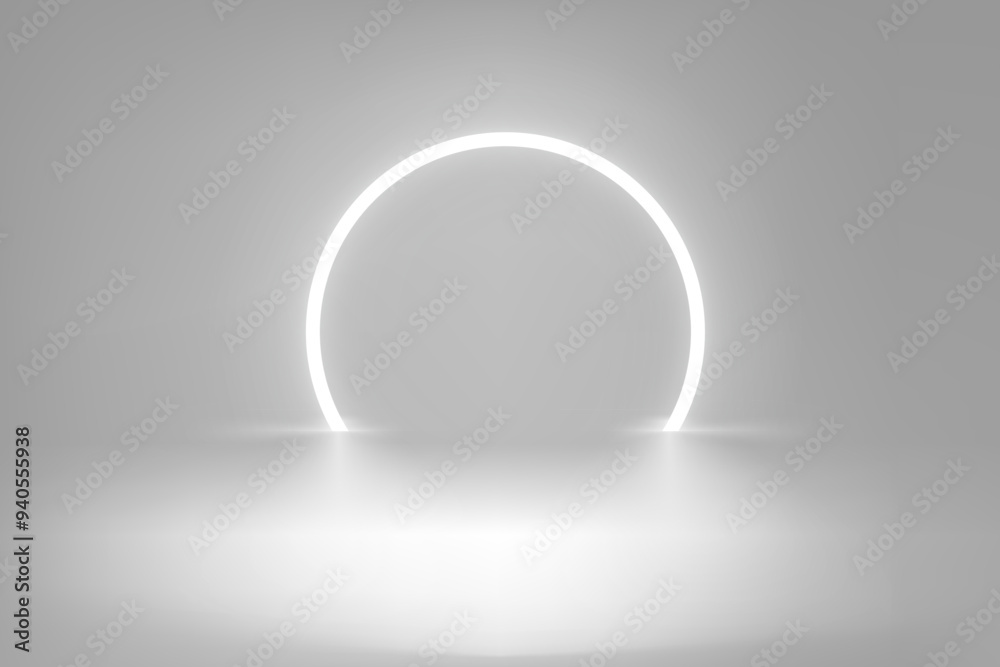 Product design template with grey showcase with neon frame. 3d vector showcase Product design template with grey showcase with neon frame. 3d vector showcase