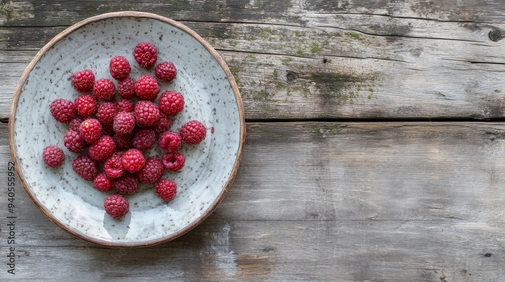 Raspberries on rustic table Raspberries on rustic table