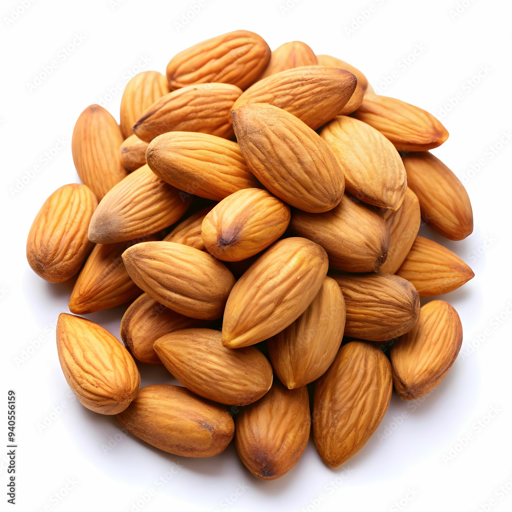 Fototapeta premium almond nuts on white background