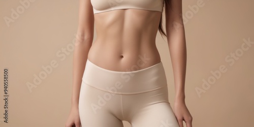 Woman from waist down wearing white sports bra Healthy lifestyle