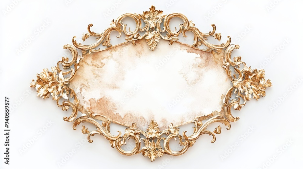 A classic and elegant gold ornate frame with a delicate watercolor background, perfect for adding a touch of sophistication to your design. A classic and elegant gold ornate frame with a delicate watercolor background, perfect for adding a touch of sophistication to your design.
