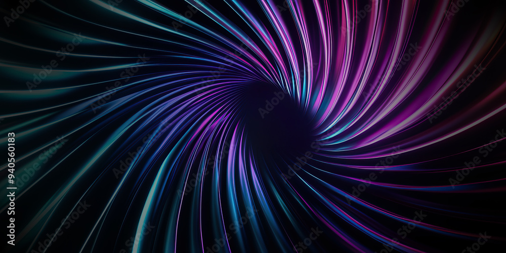A black background with colorful gradient lines of blue, purple, and pink in the shape of an illuminated spiral A black background with colorful gradient lines of blue, purple, and pink in the shape of an illuminated spiral