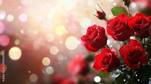 Valentine's Day with shiny red roses