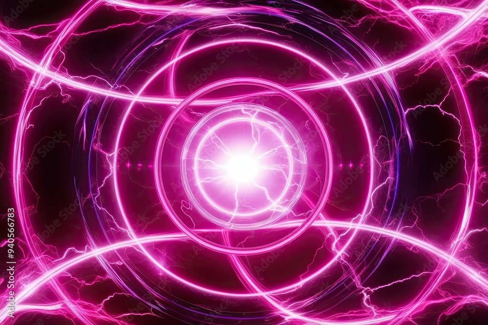 Vibrant Fuchsia Plasma Hologram with Electric Rings and Dynamic Light Effects Vibrant Fuchsia Plasma Hologram with Electric Rings and Dynamic Light Effects