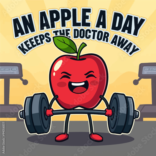 An Apple a Day Keeps the Doctor Away: A Healthy Lifestyle Cartoon