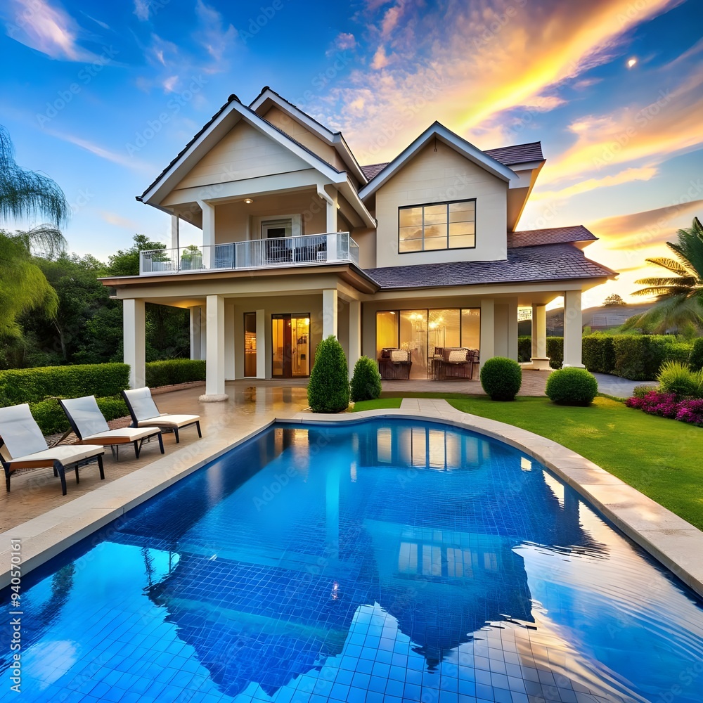 Fototapeta premium a house with a pool