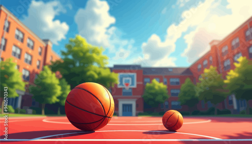 Basketball Court with Two Balls