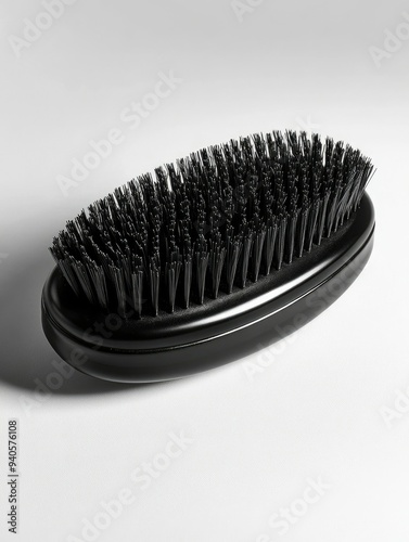 Black Oval Hairbrush with Short Bristles