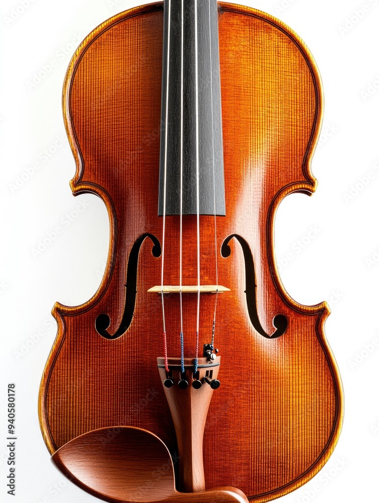 Close-up of a Brown Wooden Violin with Strings Close-up of a Brown Wooden Violin with Strings