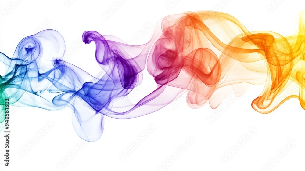 Colorful Smoke Isolated on White Background with Copy Space Generative AI Colorful Smoke Isolated on White Background with Copy Space Generative AI