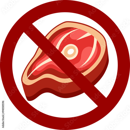 no meat sign, Meat-free days, no meat vector art.