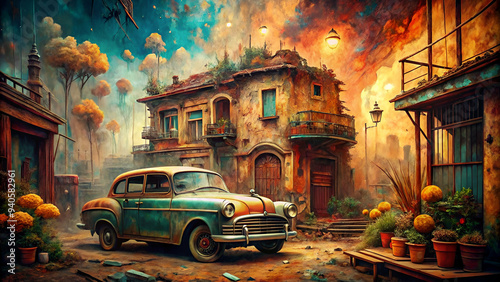 Vintage old fashion painting