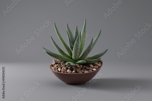 3D Render of Echeveria Agavoides Succulent Plant on Gray Backdrop photo