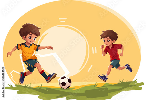 Friendly Soccer Match Between Two Boys