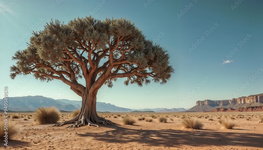 Solitary Acacia Tree Silhouette Against Golden Sunset Sky in African Savanna Landscape Solitary Acacia Tree Silhouette Against Golden Sunset Sky in African Savanna Landscape