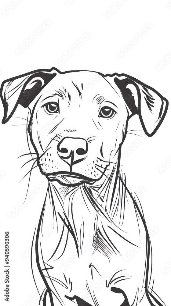 Fototapeta premium Hand-drawn illustration of a dog's face.