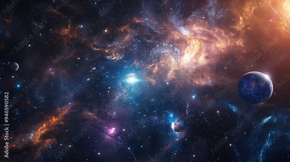 Deep space astronomy backdrop featuring a constellation of stars and planets against a dark cosmic sky, rendered in realistic HD detail. Deep space astronomy backdrop featuring a constellation of stars and planets against a dark cosmic sky, rendered in realistic HD detail.