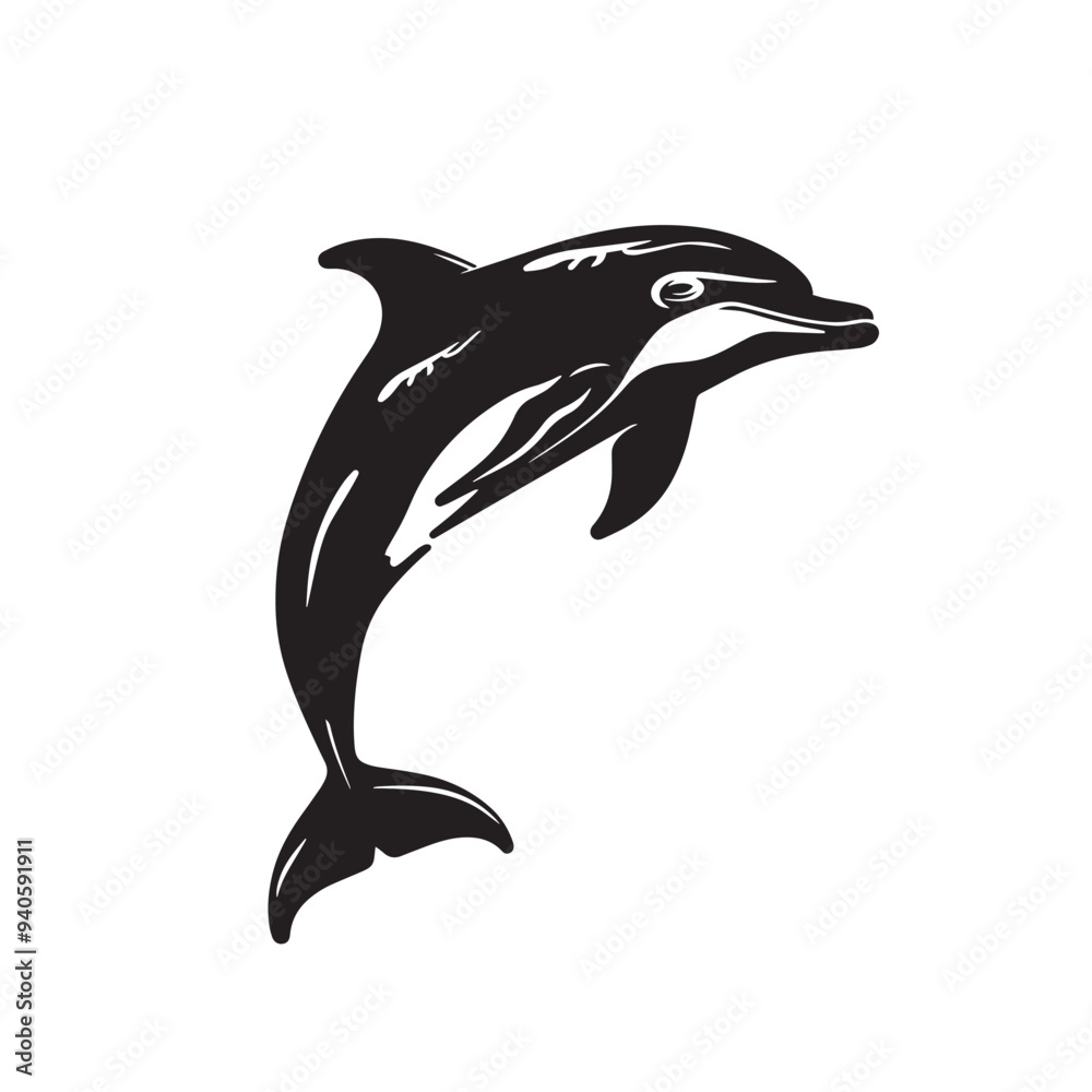 Fototapeta premium Dolphin fish animal silhouette vector 