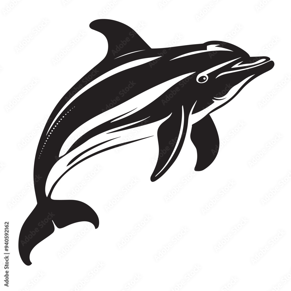 Naklejka premium Dolphin fish animal silhouette vector 