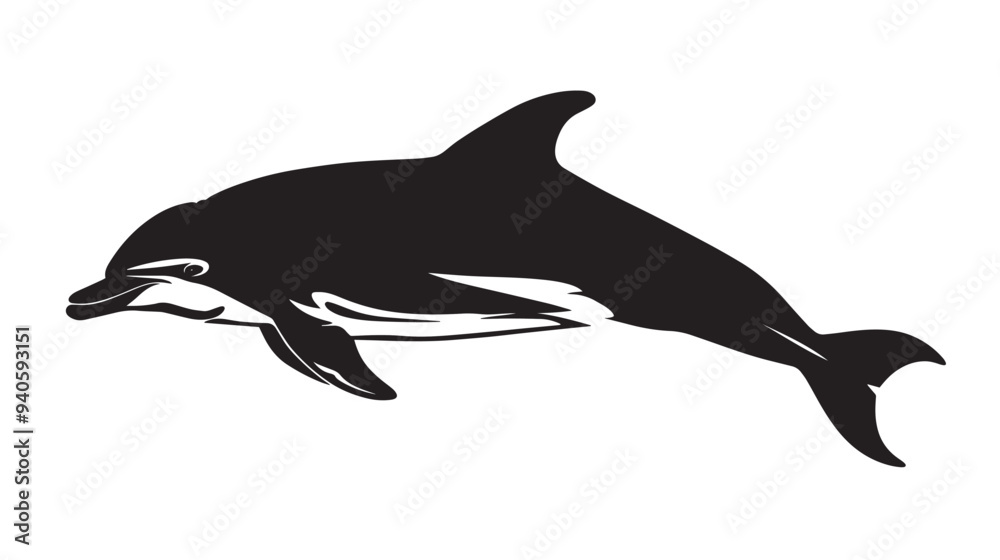 Fototapeta premium Dolphin fish animal silhouette vector