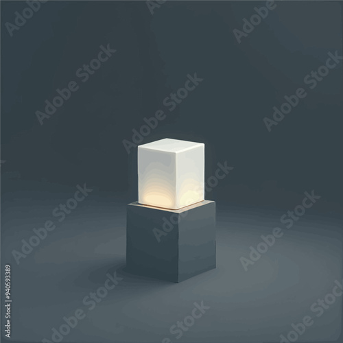 Modern Lamp with Illuminated Base on Grey Background