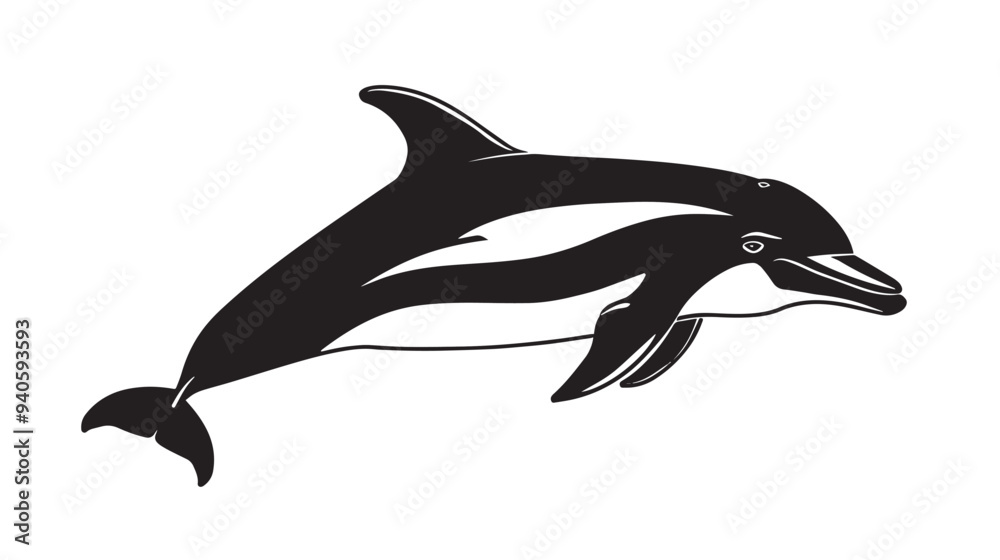 Obraz premium Dolphin fish animal silhouette vector 
