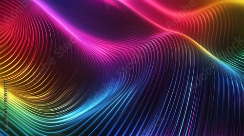 Colorful Wavy Stripes Abstract Motion Graphic Design for Tech Backgrounds Generative AI