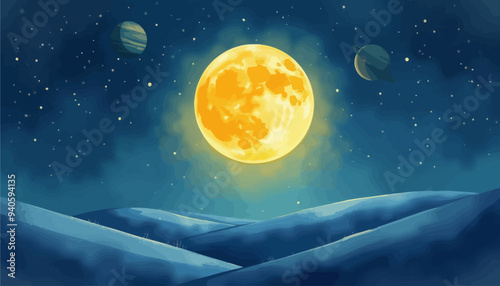 Moonlit Night on a Mountainous Planet