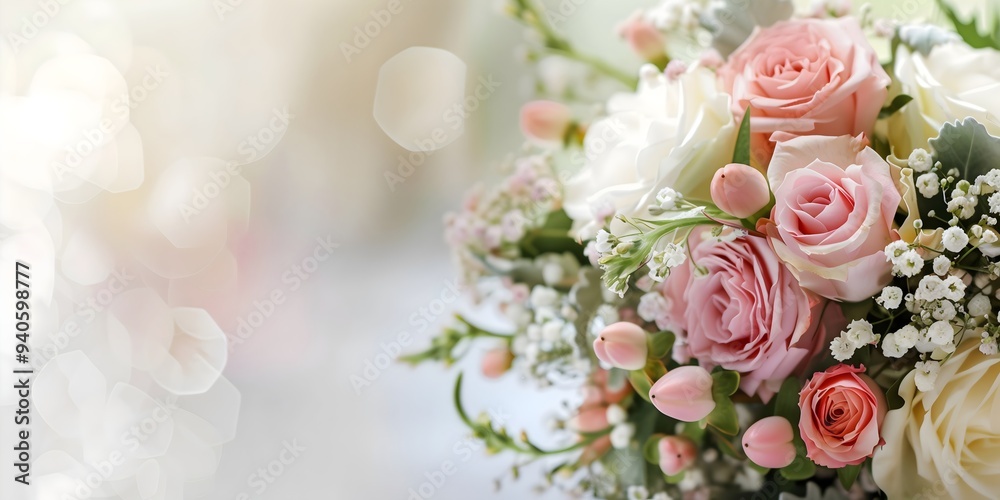 Wedding banner, flowers, light, copy space Wedding banner, flowers, light, copy space