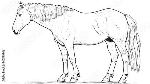 Draft horse simple outline stock illustration vector

