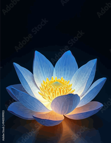 Radiant Lotus Flower Illuminated in Darkness