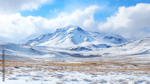 Armenia's snowy peaks and blue sky photo