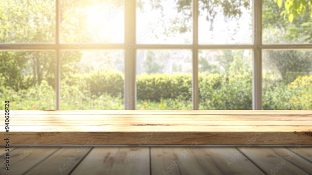 Bright and airy interior with a wooden window sill, showcasing the beauty of nature outside. Perfect for cozy home settings. Bright and airy interior with a wooden window sill, showcasing the beauty of nature outside. Perfect for cozy home settings.