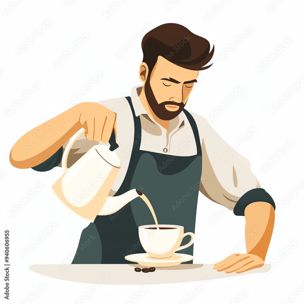 Barista pouring coffee into a cup. Professional preparing fresh coffee drink. Cafe staff making delicious beverage. Coffee shop scene. Barista pouring coffee into a cup. Professional preparing fresh coffee drink. Cafe staff making delicious beverage. Coffee shop scene.