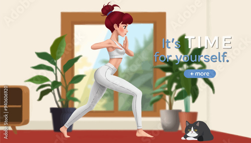 Time for yourself: A moment of relaxation in a cozy room with a cat companion