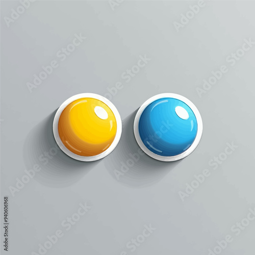 Two-Button Controls with Blue and Yellow Caps