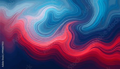 Vibrant Abstract Wave Pattern with Red and Blue Tones