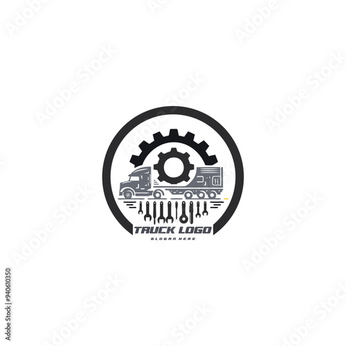 truck logo and garage