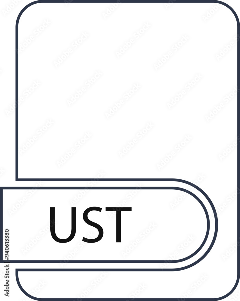 UST File format icon black outline and light color UST File format icon black outline and light color