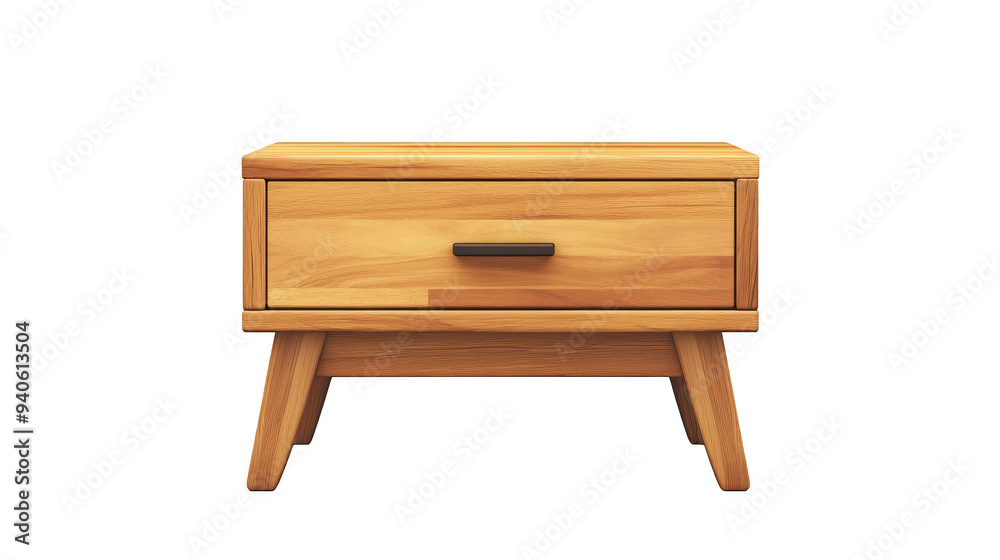 Wooden Nightstand with Drawer and Black Handle Wooden Nightstand with Drawer and Black Handle