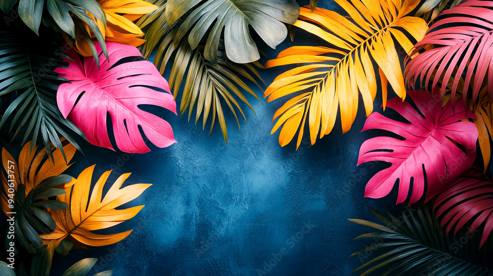 A colorful background with a bunch of leaves in various colors A colorful background with a bunch of leaves in various colors