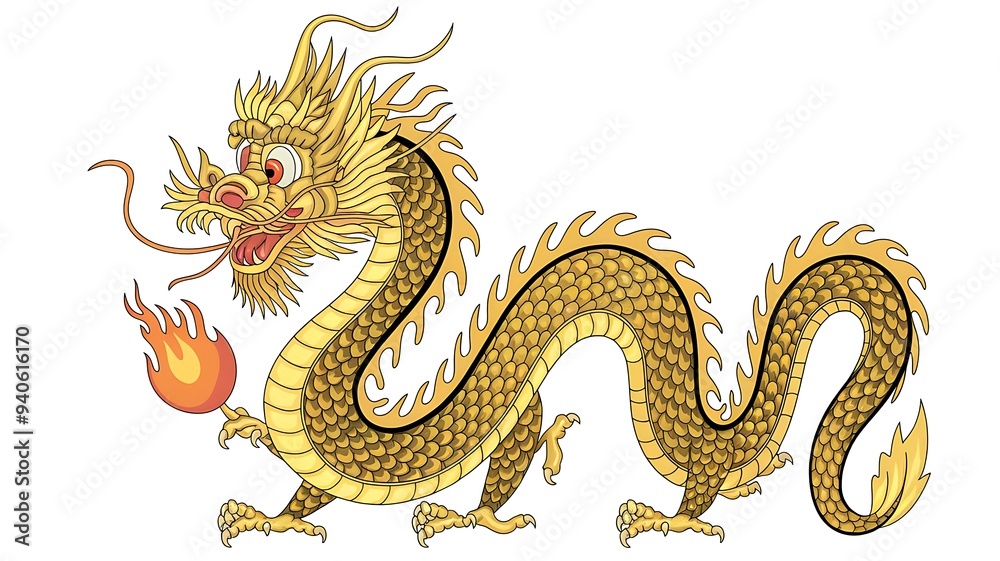 Obraz premium Dragon vector on white background.