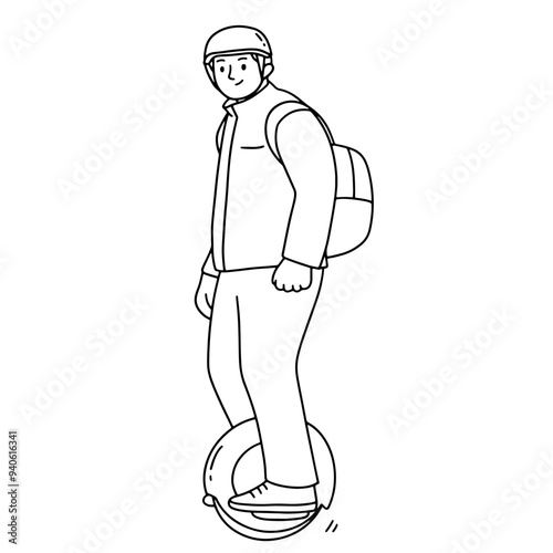 Man riding electric unicycle on car free day