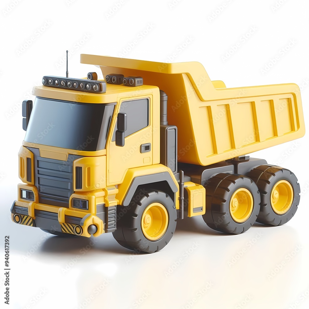 3D Render of Realistic Dump Truck Model isolated on a white background 3D Render of Realistic Dump Truck Model isolated on a white background