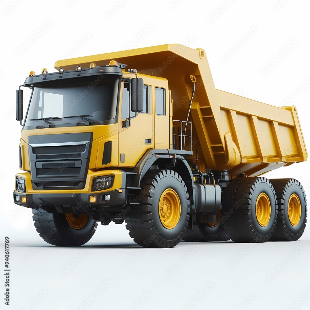3D Render of Realistic Dump Truck Model isolated on a white background 3D Render of Realistic Dump Truck Model isolated on a white background