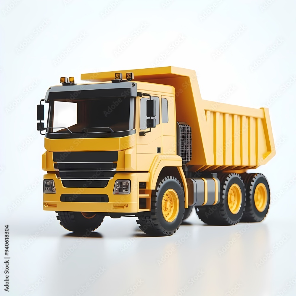 3D Render of Realistic Dump Truck Model isolated on a white background 3D Render of Realistic Dump Truck Model isolated on a white background