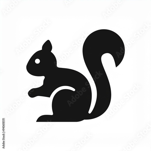 squirrel black icon isolated on white