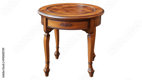 Elegant Wooden End Table with Drawer and Turned Legs