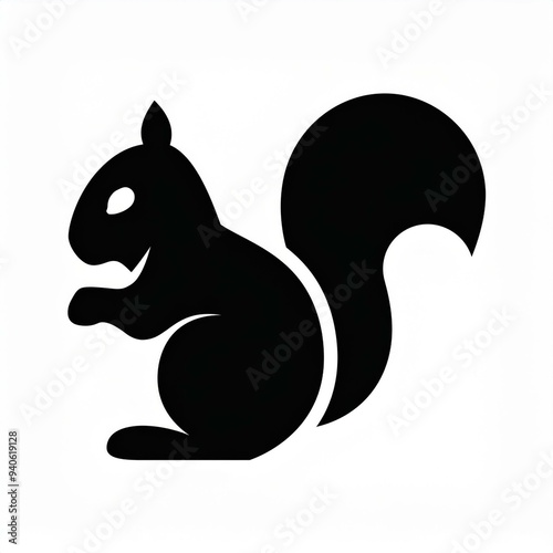 squirrel black icon isolated on white