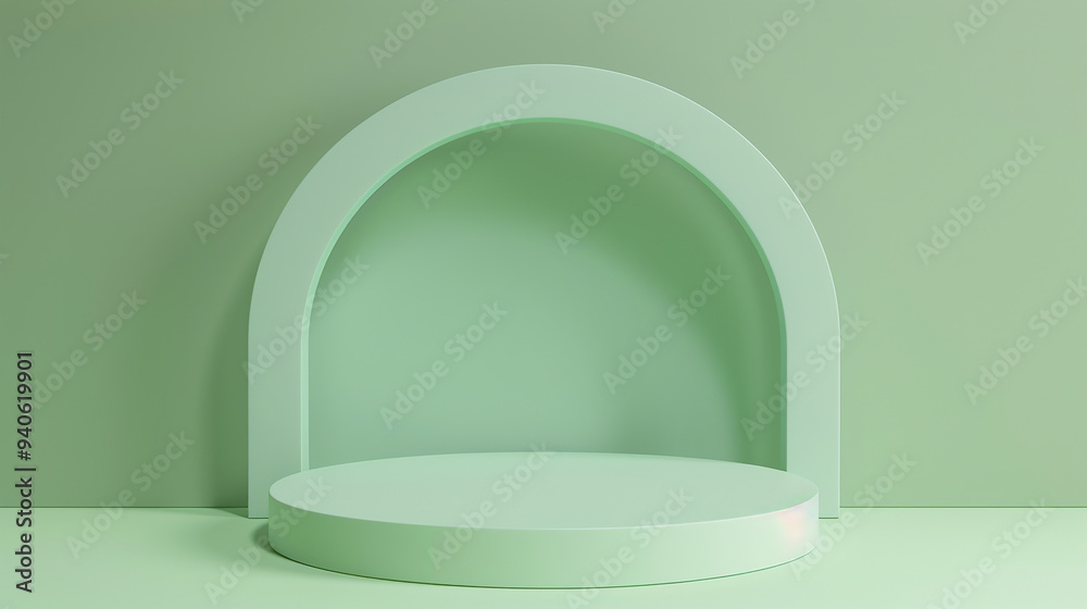 green podium background platform